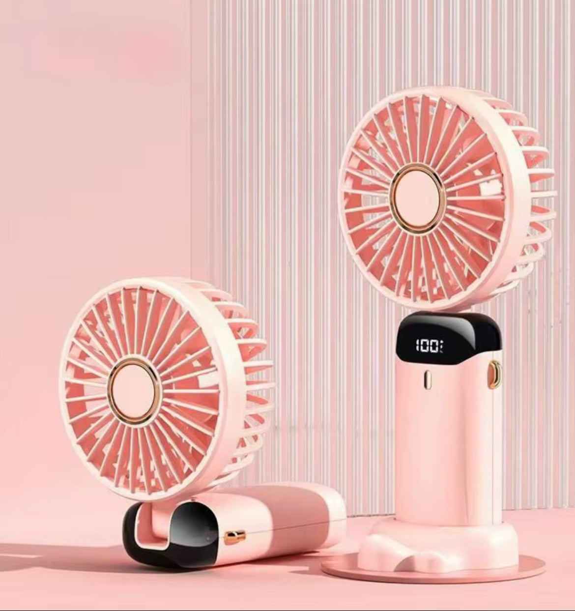 Led digital foldable handheld fan